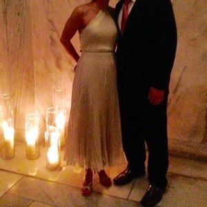 Jill Stuart halter gold lame halter dress size 6